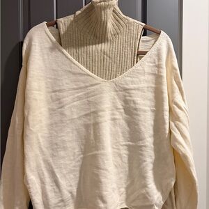 FP Beach Ribbed Mock Neck Dress & Knit Sweater Set | Size S